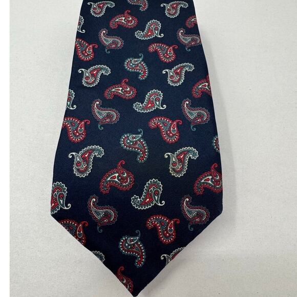 Christian Dior Blue and Red Paisley Men's All-Silk‎ Woven Tie Made in Italy - Picture 1 of 3